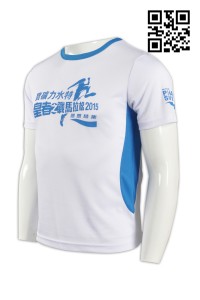 W171跑步運動衫 吸汗運動衫 度身訂製功能性運動衫 團體訂購運動衫 運動衫供應商 運動衫生產商     白色  撞色領藍色